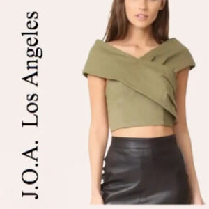 J.O.A. Los Angeles army olive green cross front crop top Sz Small